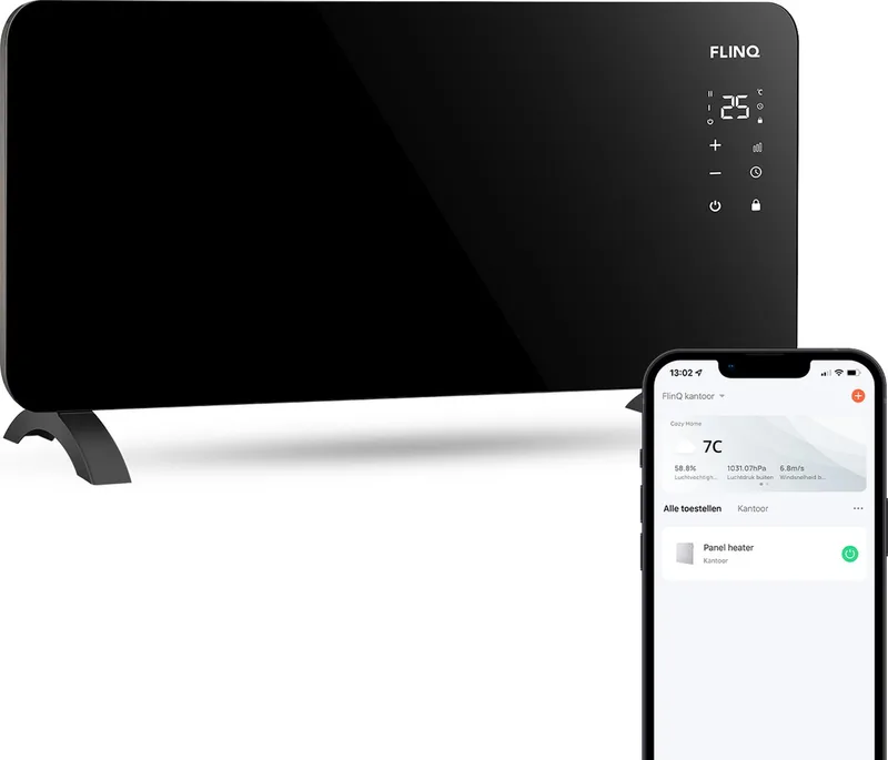 FlinQ Smart Paneelverwarmer met WiFi Verwarming elektrisch Verwarmingspaneel Elektrische kachel Convectorkachel