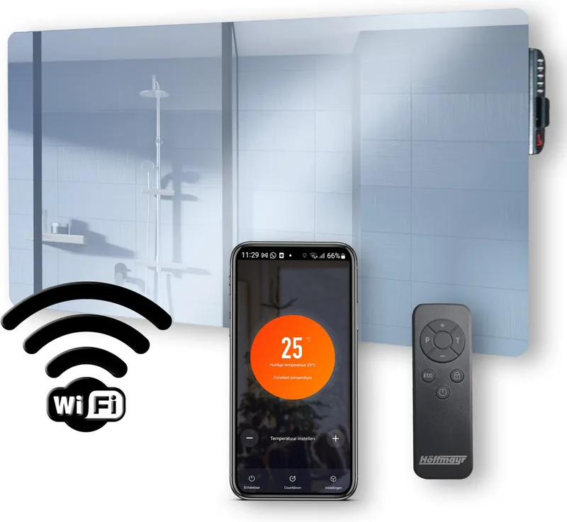 Höffmayr spiegel infrarood verwarming- slim infrarood verwarmingspaneel met wifi infrarood paneel 120x60