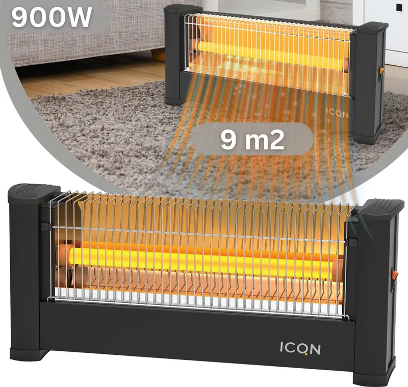 ICQN Infrarood Kachel, Halogeen-elektrisch Verwarming Compacte en Draagbare Infraroodkachel met Omvalbeveiliging