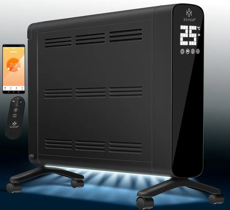KESSER® Elektrische Convectorkachel Premium Mobiele KachelECO /Elektrische Verwarming met Thermostaat, WiFi App