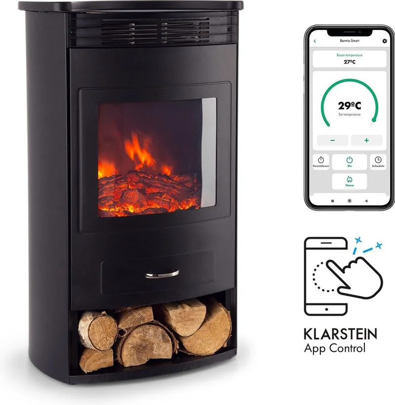 Klarstein Bormio Smart Elektrische Haard 950/1900W Thermostaat Weektimer