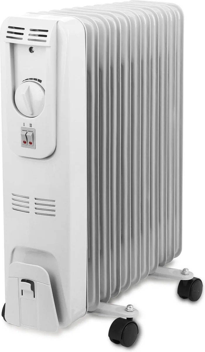 MaxxHome Elektrische Olieradiator Thermostaat 4 Wielen Oververhittingsbeveiliging 11 ribben