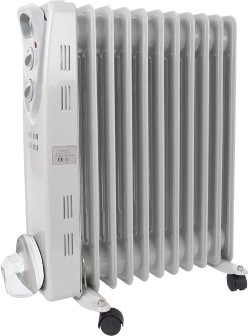 Perel Olieradiator, 11 ribben, drie warmtestanden