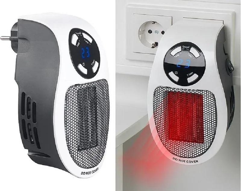 Stopcontact kacheltje Plug-in heater + timer LED display