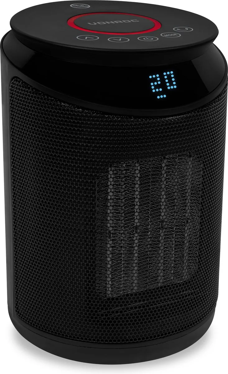VONROC Elektrische kachel ventilatorkachel 1000W/2000W keramisch 3 standen zwenkfunctie LED display