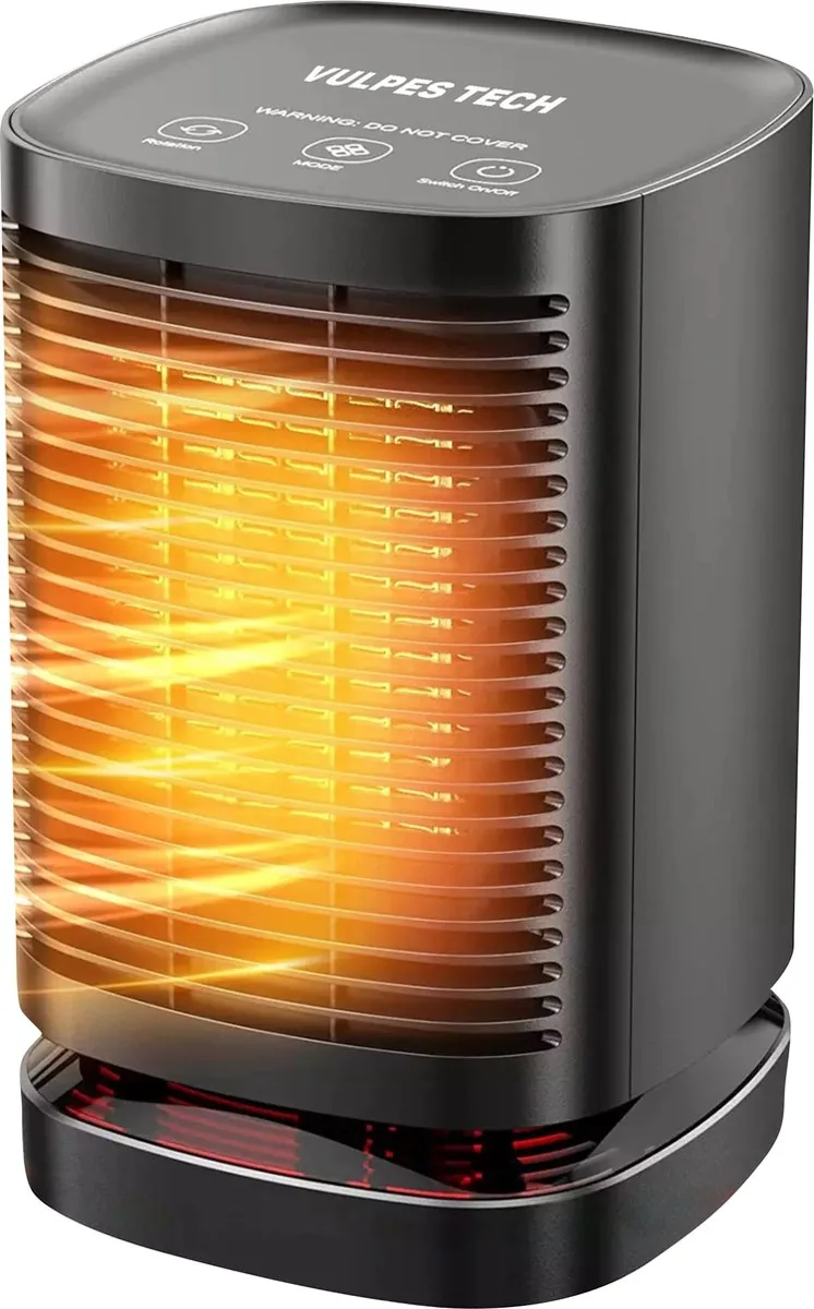 Vulpes Goods® Tech Elektrische Kachel Elektrische Verwarming voor Binnen Ventilatorkachel 3 StandenLED