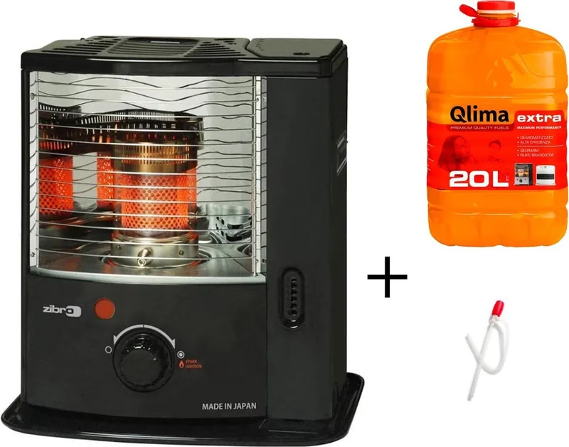 Zibro RS-22 Petroleumkachel 2.2 kW 80 m³+ Qlima kachelbrandstof Extra